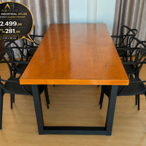 Mesa industrial Atlas + 6 cadeiras Allegra